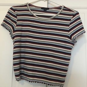 striped lettuce edge crop top